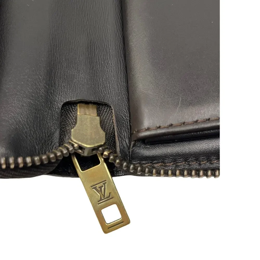 Louis Vuitton Utah Zippy Organizer Brown Leather Wallet Zip Around LV Unisex